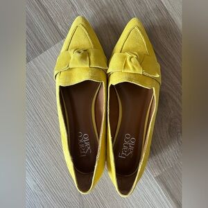 Franco Sarto Raisin Yellow Suede Knot Pointed Toe Loafers Women’s Size 7
